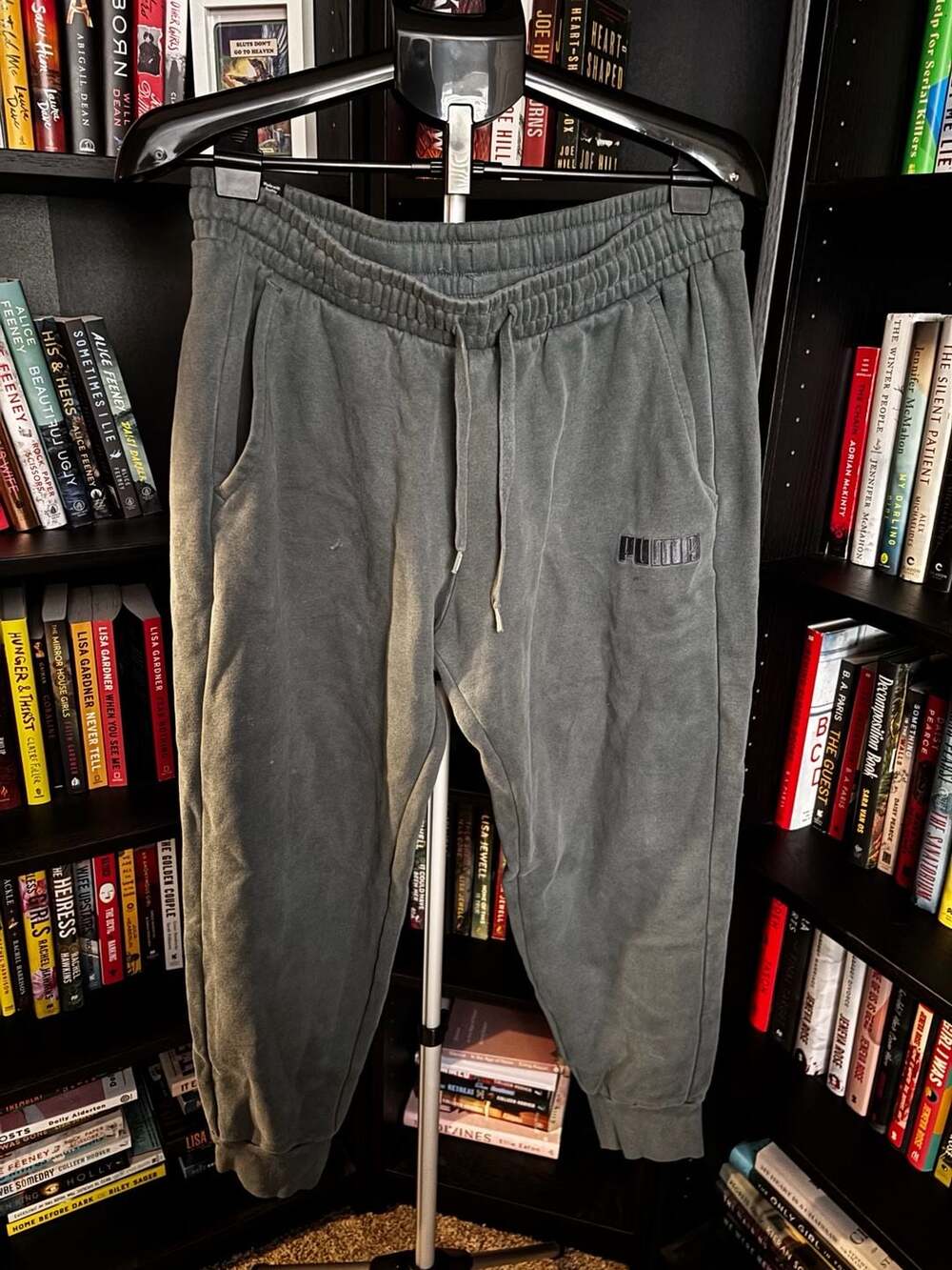 Puma Sweatpants Size L Grey Wash Logo Joggers